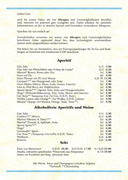 Speisekarte des Restaurant Phaistos – Zur Klostermühle – Hellenische Spezialitäten in Wiesbaden